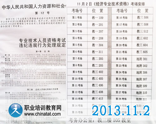 2013年經(jīng)濟(jì)師考試規(guī)定及考場(chǎng)設(shè)置·職業(yè)培訓(xùn)教育網(wǎng)攝