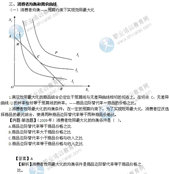 2014年中級(jí)經(jīng)濟(jì)師考試經(jīng)濟(jì)基礎(chǔ)知識(shí)精講：消費(fèi)者均衡和需求曲線(xiàn)