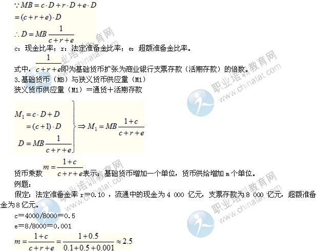 2014年中級經(jīng)濟(jì)師考試金融專業(yè)精講：貨幣乘數(shù)