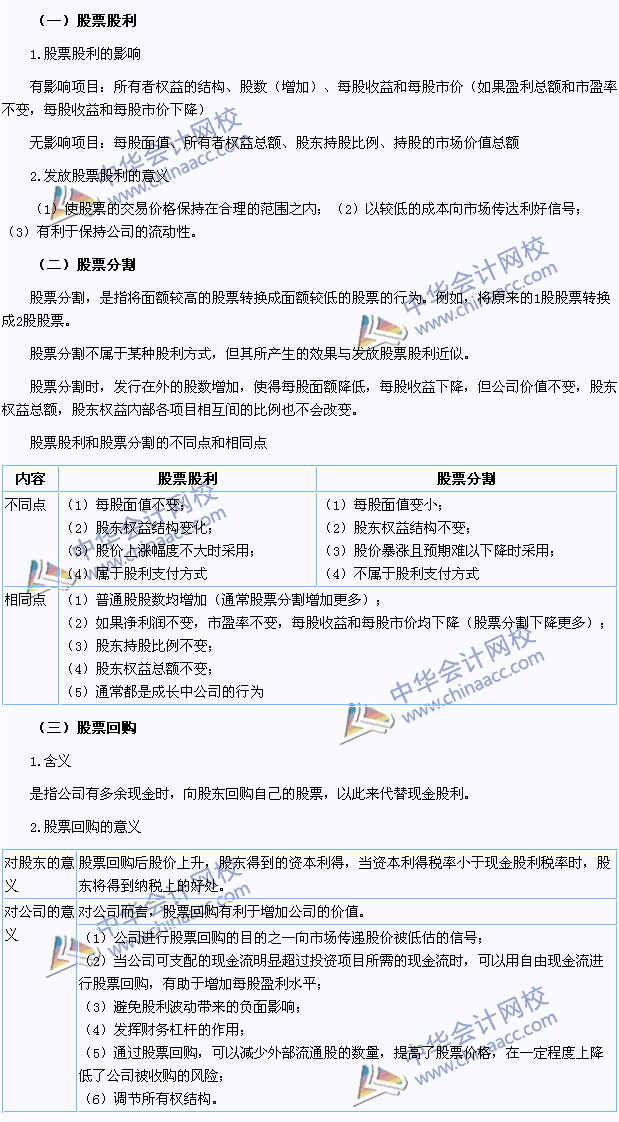 2015注會(huì)財(cái)管高頻考點(diǎn)：股票股利、股票分割與股票回購(gòu)