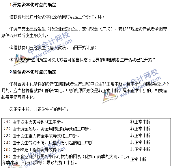 注會(huì)會(huì)計(jì)高頻考點(diǎn)：借款費(fèi)用開(kāi)始、暫停及停止資本化時(shí)點(diǎn)的確定