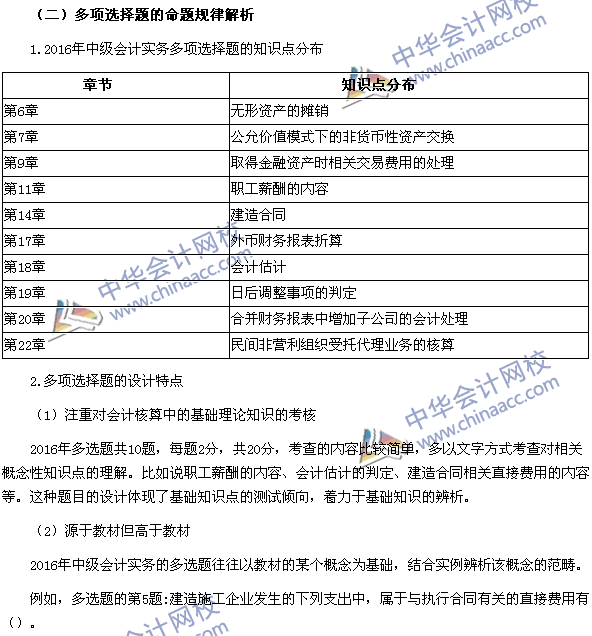 2017年中級會計(jì)職稱《中級會計(jì)實(shí)務(wù)》題型設(shè)計(jì)特點(diǎn)和命題規(guī)律