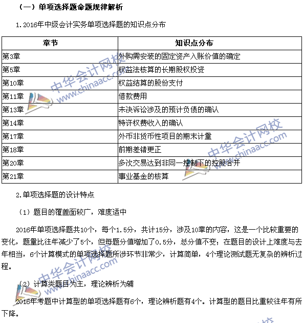 2017年中級會計(jì)職稱《中級會計(jì)實(shí)務(wù)》題型設(shè)計(jì)特點(diǎn)和命題規(guī)律