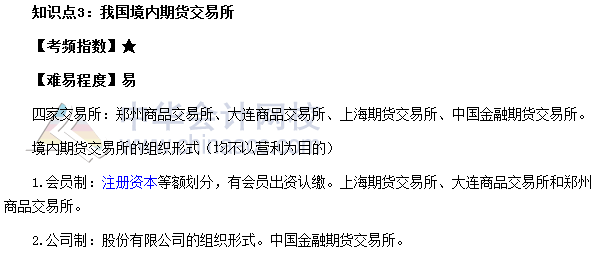 2017期貨從業(yè)《期貨基礎(chǔ)知識(shí)》高頻考點(diǎn)：我國(guó)境內(nèi)期貨交易所