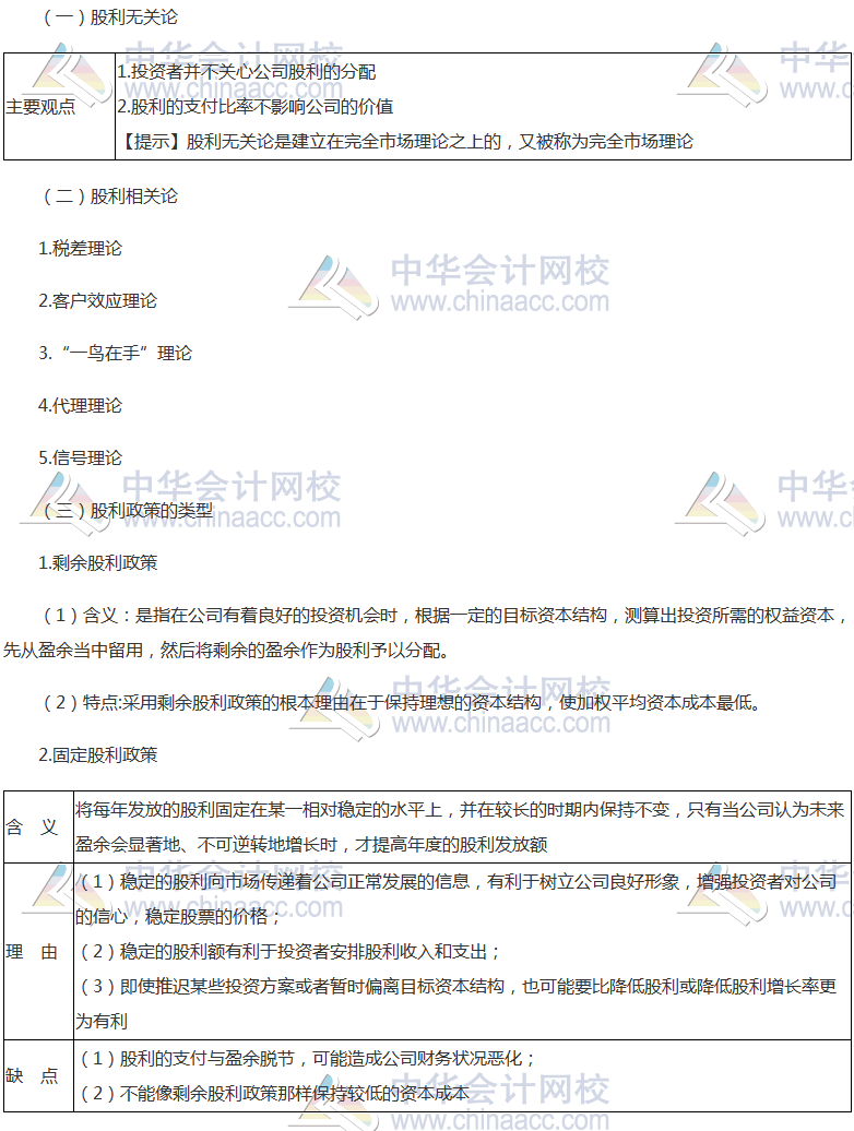 《財(cái)管》高頻考點(diǎn)：股利理論與股利政策