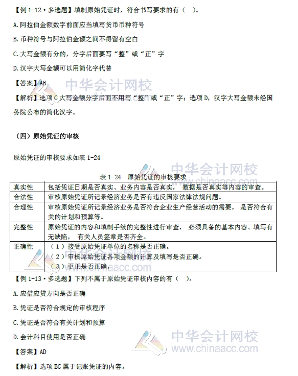 2018年初級會計實務改革第一章內容 會計憑證