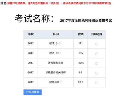 2017年稅務(wù)師考試一次性過(guò)5科學(xué)員成績(jī)單曝光