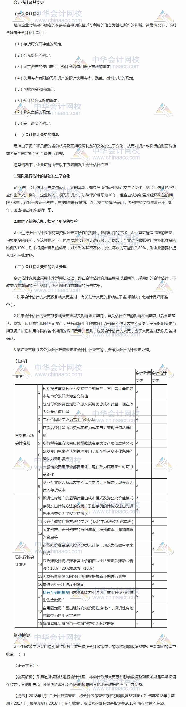 2018《中級會計實務(wù)》考前每日學(xué)習(xí)任務(wù)：會計估計及其變更 