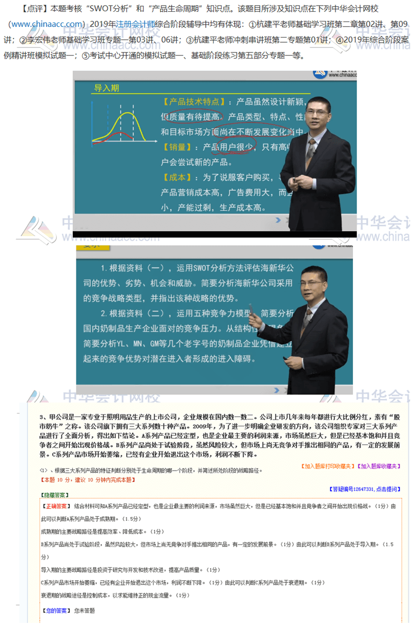 2019年注會(huì)職業(yè)能力綜合測(cè)試（二）試題涉及知識(shí)點(diǎn)