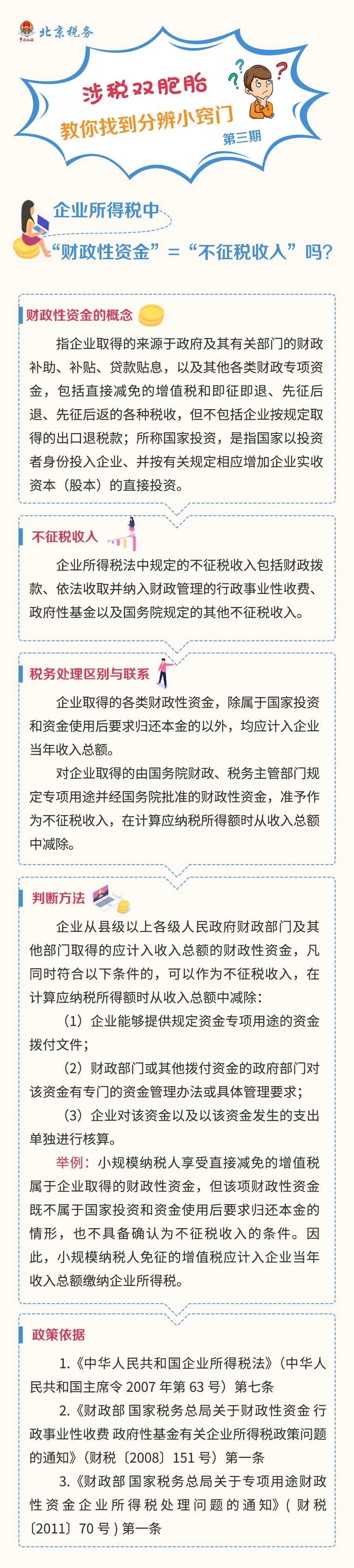 企業(yè)所得稅中“財(cái)政性資金”=“不征稅收入”嗎？