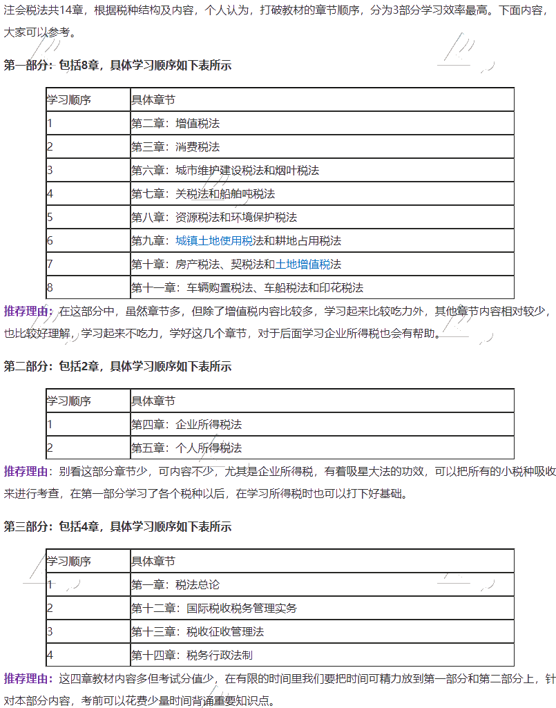 【建議收藏】注會(huì)稅法各章節(jié)學(xué)習(xí)順序