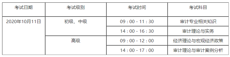 審計(jì)師考試時(shí)間