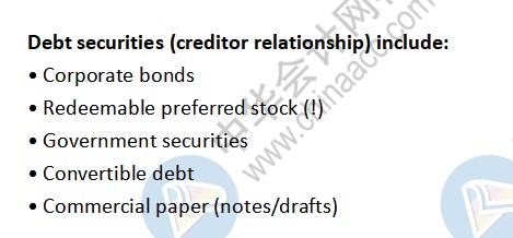 AICPA知識點(diǎn)：Debt securities