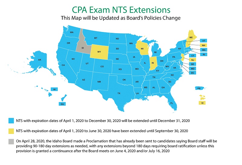 2020年AICPA考試準(zhǔn)考證NTS有效期延期更新！