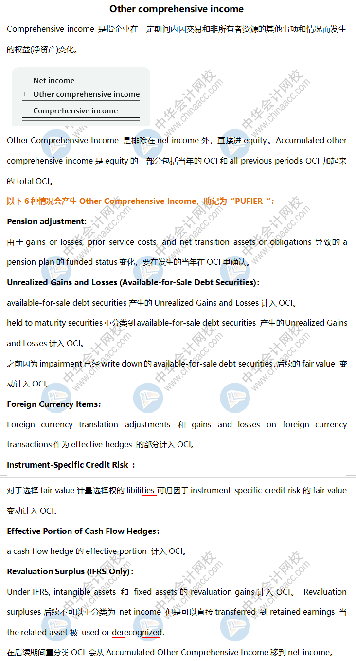 AICPA高頻考點(diǎn)：Other comprehensive income其他綜合收益