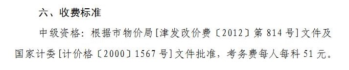 天津2021年中級會計(jì)職稱報(bào)名費(fèi)用：每科51元