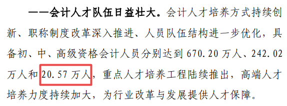 具備高級會計資格人員達(dá)到20.57萬人 超額完成“十三五”目標(biāo)