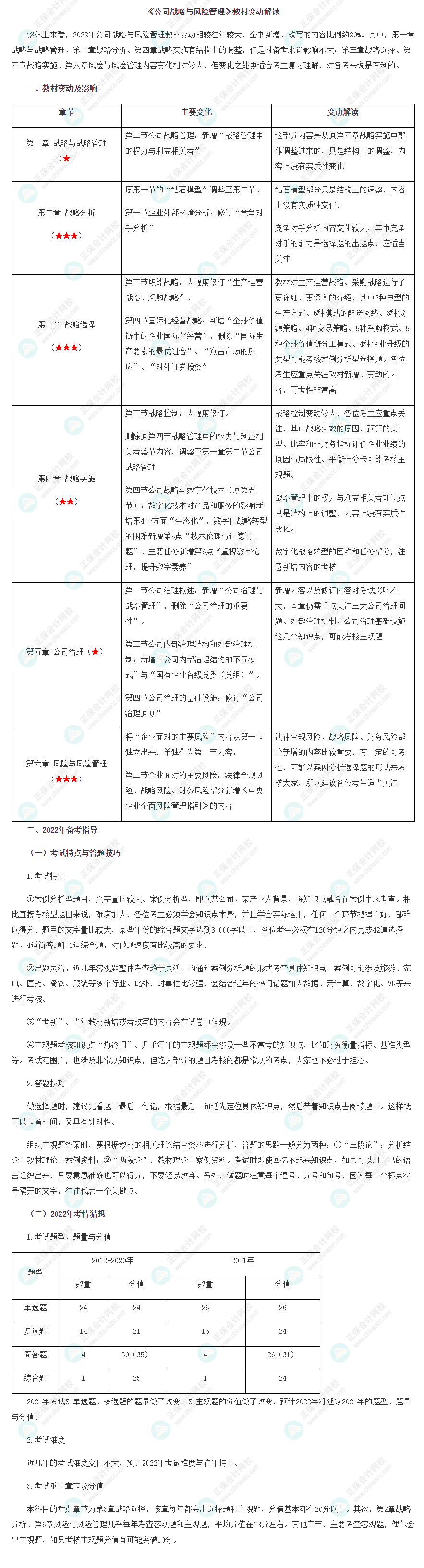 2022年注冊(cè)會(huì)計(jì)師《戰(zhàn)略》教材變動(dòng)解讀已出！