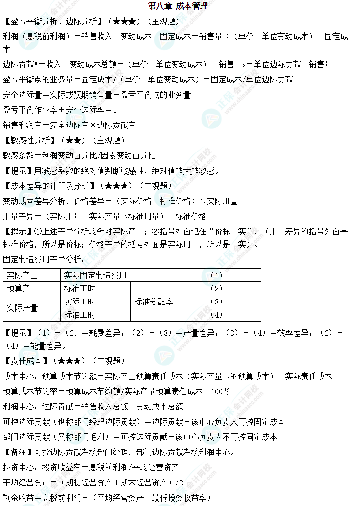 中級會計職稱《財務(wù)管理》必備公式