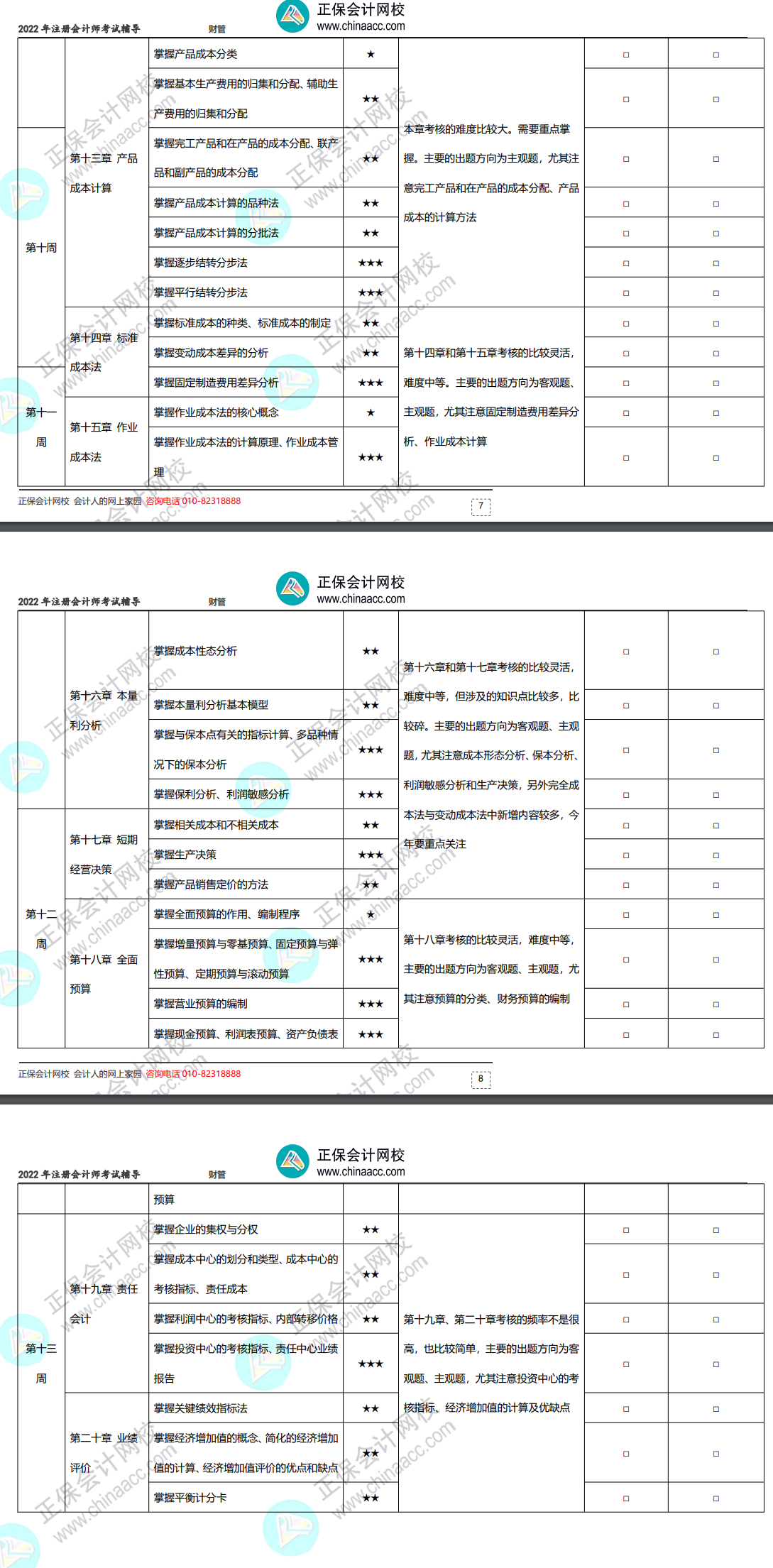 2022年注冊(cè)會(huì)計(jì)師《財(cái)務(wù)成本管理》基礎(chǔ)階段學(xué)習(xí)計(jì)劃表！