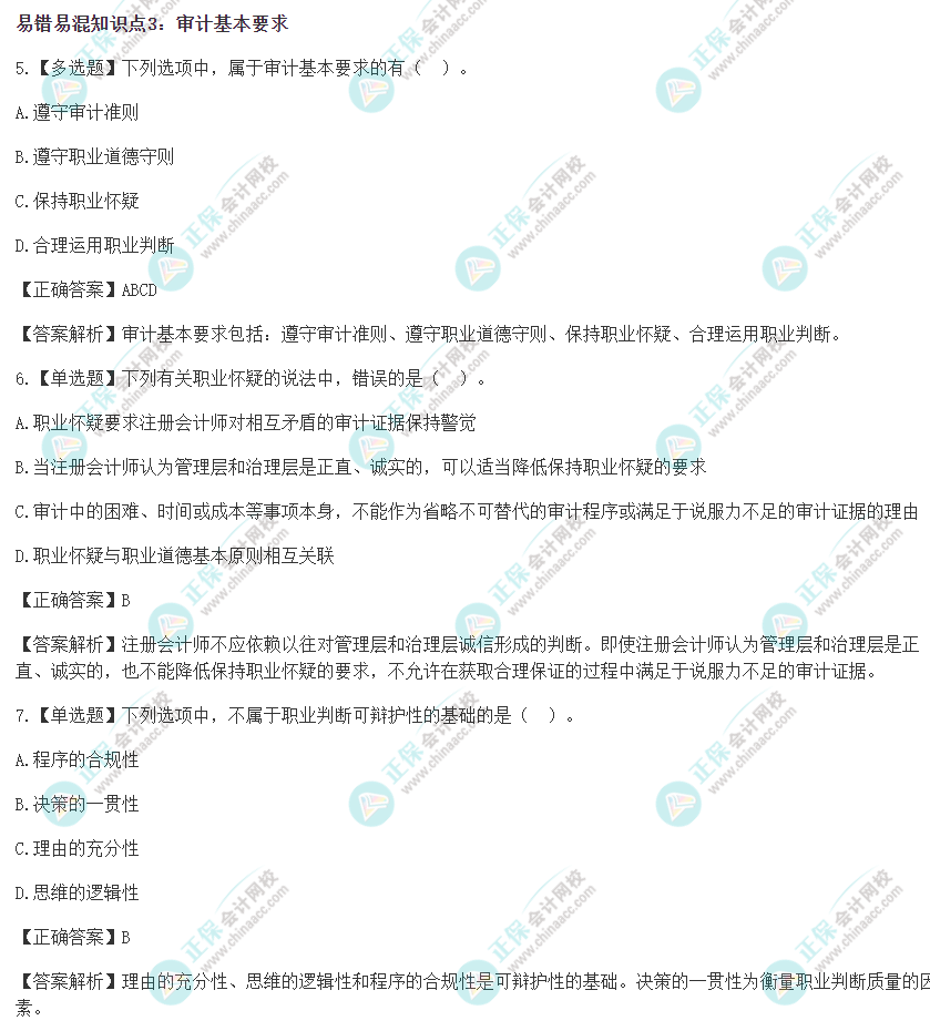 2022年注會(huì)《審計(jì)》沖刺階段易錯(cuò)易混題