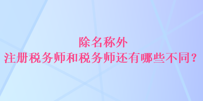 除名稱外 注冊稅務(wù)師和稅務(wù)師還有哪些不同？