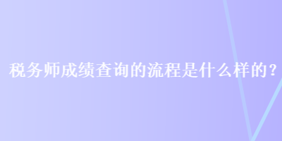 稅務(wù)師成績查詢的流程是什么樣的？