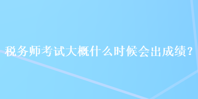 稅務(wù)師考試大概什么時(shí)候會(huì)出成績？