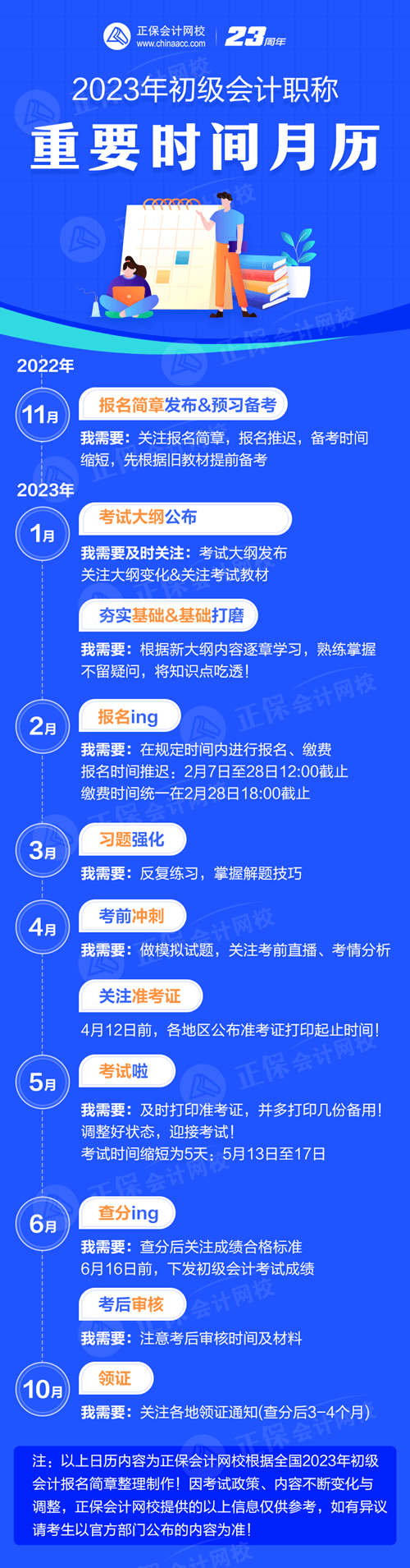 2023年初級會計職稱重要時間月歷已出爐！建議收藏~