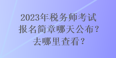 2023年稅務(wù)師考試報(bào)名簡章哪天公布？去哪里查看？