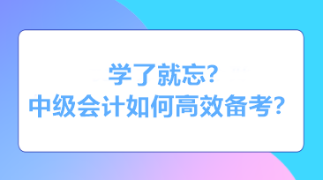 學了就忘？知識都還給老師了？中級會計如何高效備考？