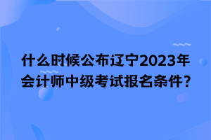 什么時候公布遼寧2023年會計師中級考試報名條件？