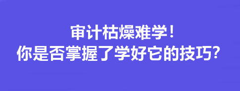 審計枯燥難學！你是否掌握了學好它的技巧？