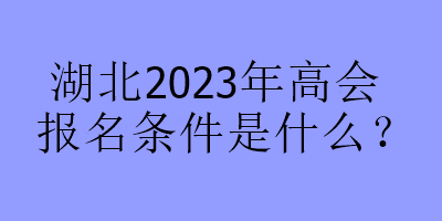 湖北2023年高會報名條件是什么？