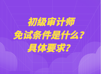 初級審計師免試條件是什么？具體要求？