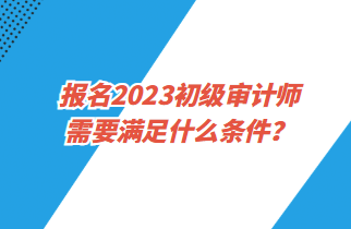 報(bào)名2023初級(jí)審計(jì)師需要滿足什么條件？