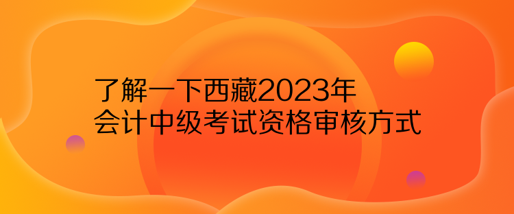 了解一下西藏2023年會計中級考試資格審核方式