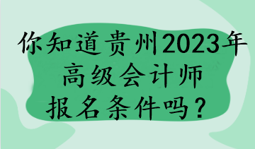 你知道貴州2023年高級會計師報名條件嗎？