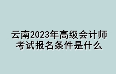 云南2023年高級會計師考試報名條件是什么？