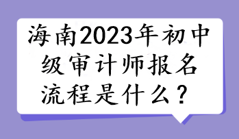 海南2023年初中級(jí)審計(jì)師報(bào)名流程是什么？