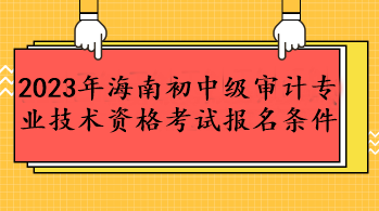 2023年海南初中級(jí)審計(jì)專業(yè)技術(shù)資格考試報(bào)名條件