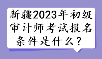 新疆2023年初級審計師考試報名條件是什么？