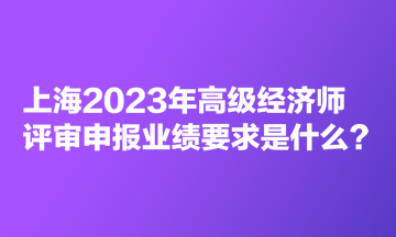 上海2023年高級(jí)經(jīng)濟(jì)師評(píng)審申報(bào)業(yè)績(jī)要求是什么？