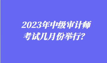 2023年中級(jí)審計(jì)師考試幾月份舉行？