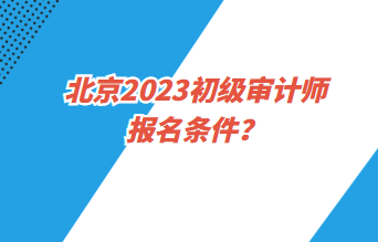 北京2023初級(jí)審計(jì)師報(bào)名條件？