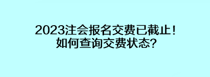 2023注會報名交費已截止！如何查詢交費狀態(tài)？