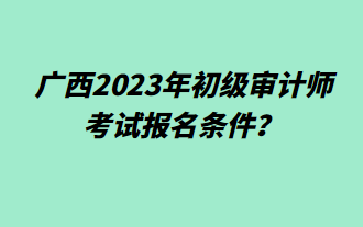 廣西2023年初級審計師考試報名條件？