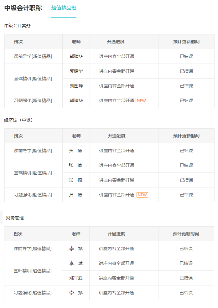 超值精品班-習(xí)題強(qiáng)化課程已經(jīng)全部開通