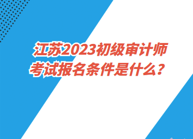 江蘇2023初級審計師考試報名條件是什么？