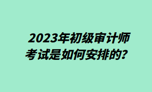 2023年初級(jí)審計(jì)師考試是如何安排的？